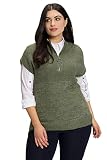 Ulla Popken Damen große Größen Übergrößen Plus Size Strick-Pullunder olivegrün 54+ 810244439-54+