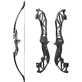 TOPARCHERY Archery Takedown Recurve Bow Hunting Long Bow Alloy Riser for Outdoor Shooting Training- Right Hand - Draw Weight 30lbs 40lbs - with Arrow Sight, Arrow Brush (Black-40lb)