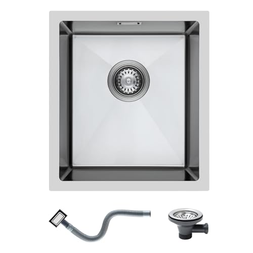 KINKIBOS Évier de cuisine en acier inoxydable 304 40 x 45 cm, petit évier sous plan, évier en...