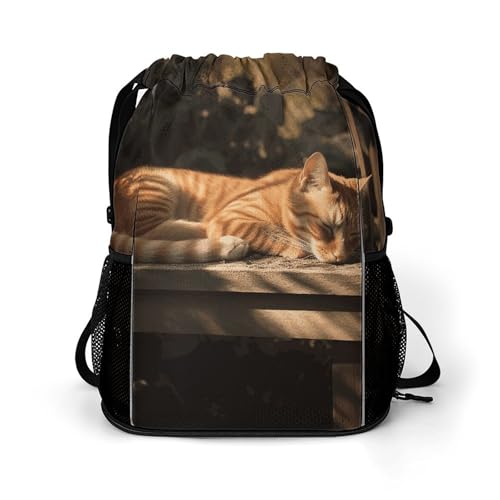 Sac à dos de sport léger cordon chat orange pour en finir avec le désordre