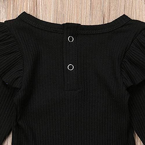 Mubineo Infant Baby Girl Basic Plain Rib Knit Ruffle Long Sleeve Romper Bodysuit Tops - Image 5