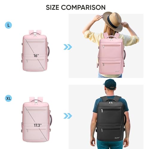 BALEINE Travel Backpack for Women Men, Large Sturdy Carry On Laptop Backpack Gifts for Business, Casual, Weekender, Hiking (Large, Pink) - Image 7