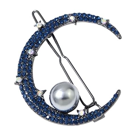 Lurrose Pearl Rhinestone Moon Hair Clip Cover