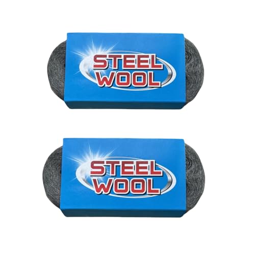 Steel Wool, 3'' x 11Ft, Grade #0000 - #4 Steel Wool Mice Control - Steel Wool for Cleaning, Polishing, Buffing and Refinishing, for House, Holes, Kitchen, 2 Pack，#0000 - Super Fine Grade