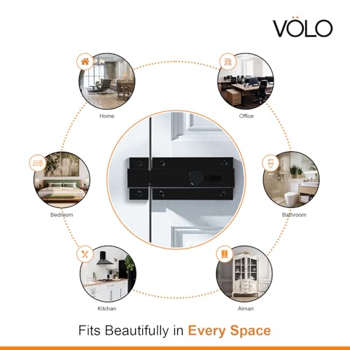 Image of VOLO Heavy Duty Door Lock Baby Latch for Home & Office Doors | Door Latch /Chitkani | Aluminum Ingot Build | Waterproof & Rust Resistant | 1 Year Warranty |1 Piece with Screws (Black, 5 Inch)