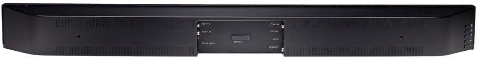 Front view of VIZIO S3820W-C0 Sound Bar with its remote control.