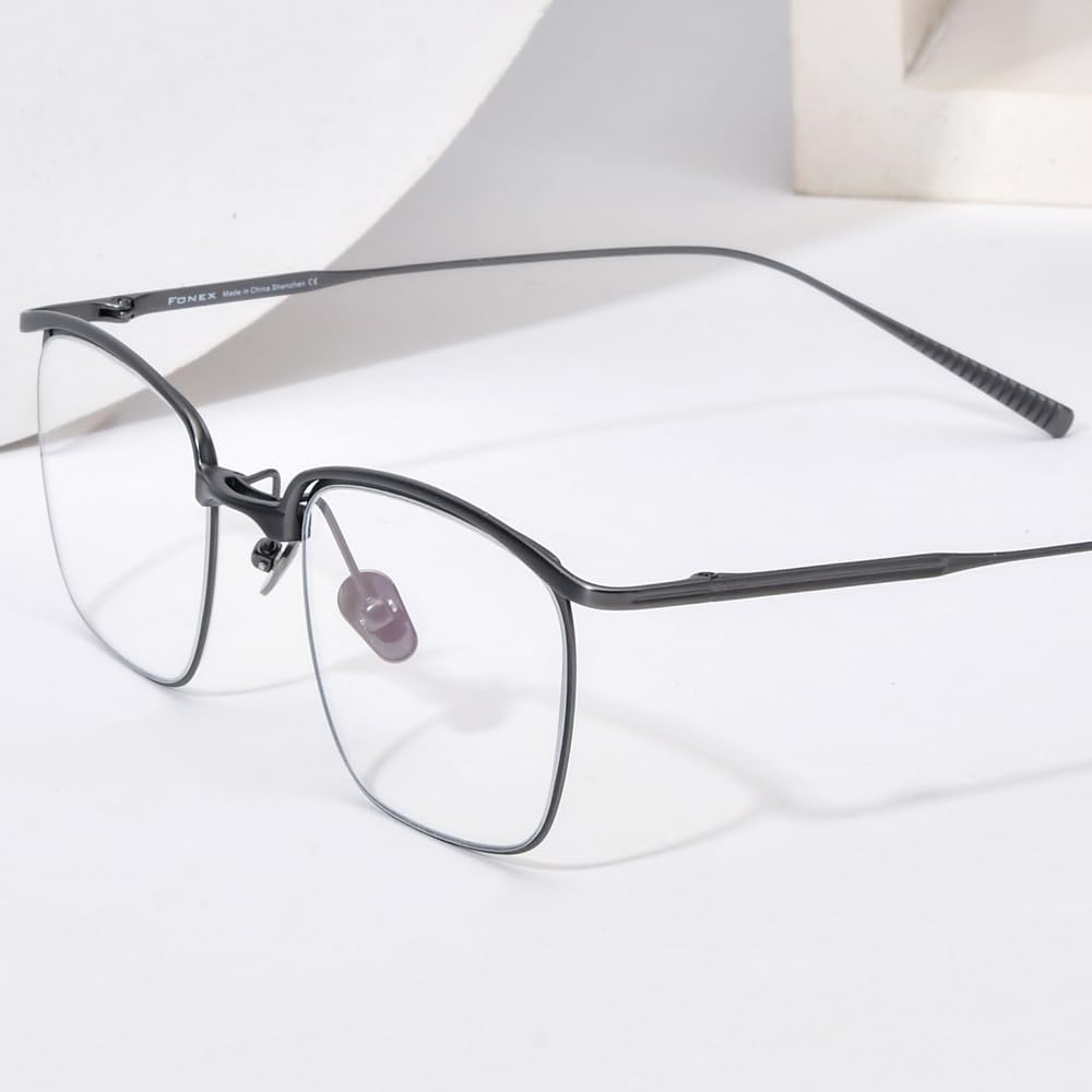 Pure Titanium Glasses Frame Men Square Eyeglasses Optical Eyewear F85724 F85724 Grey Clear image 2 of 7 B0CFR7ZWW6