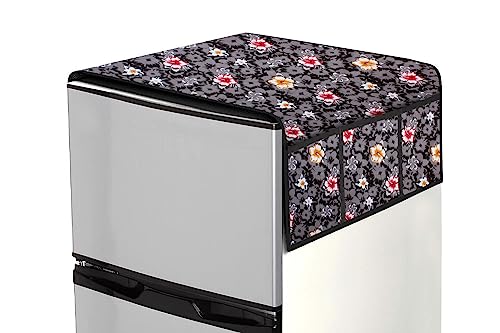 Image of Stylista Refridgerator top Cover Suitable for Samsung RT28T3C23NV /HL, 244 Liter Fridge, Dimension (WXD) 65x111 CM, Symmetric Pattern Grey