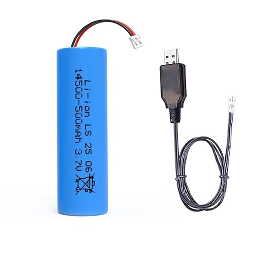 14500 Rechargeable Battery 3.7 Volt Rechargeable Battery 14500 Lithium Batteries 500mah PH Connector-2 Pin with Charging Cable(PH-2 Pin, 14500-500mAh)