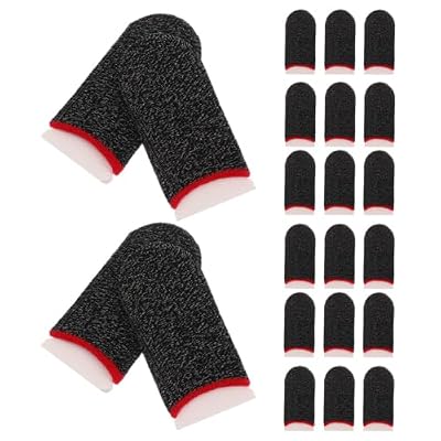 Homoyoyo 20 Pair Gaming Finger Sleeves for Mobile Gaming Breathable Fiber Thumb Covers with Sweatproof Design for Smartphones and Touchscreen Devices Comfortable Gamer Finger Gloves