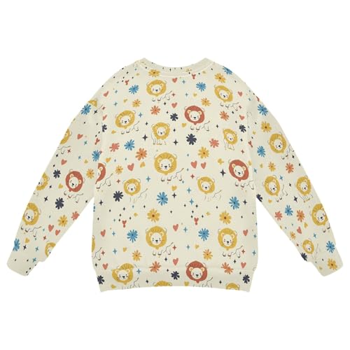 JUNZAN Cute Cartoon Lions Little Girls Sweatshirts Hoodies Crewneck Tops Clothing Shirts Athletic 4T2