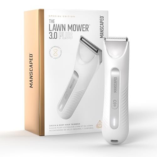 MANSCAPED® The Lawn Mower® 3.0 Plus Groin & Body Hair Trimmer – Updated SkinSafe® Trimmer Blade, Waterproof Wet/Dry Groomer, USB-C Rechargeable, Men’s & Women's Wireless Shaver, White Hot