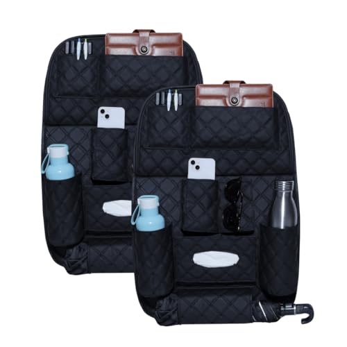 Image of Neodrift 'Seat Master' (Set of 2) | (Color - Black) Premium 7D Car Seat Organizer, Universal Fit, Multi-Pocket Storage for Bottles, Mobile, Keys, Documents, Tissues