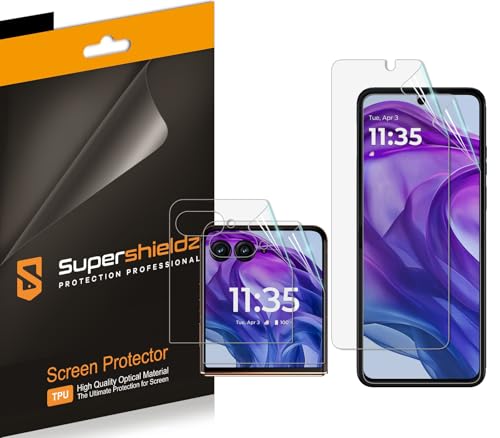 Supershieldz (2 Pack) Designed for Motorola Razr+ / Plus (2024) [2 Main Screen + 2 Front Screen] Screen Protector High Definition Clear Shield (TPU)