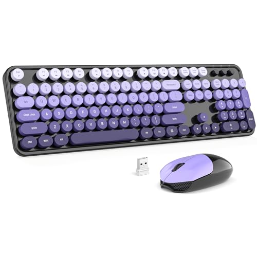 Image of Dilter Wireless Keyboard and Mouse Combo, 104 Keys Full-Sized Typewriter Keyboards, 2.4 GHz USB Receiver Plug and Play for Windows, PC, Laptop, Desktop (Black Purple)