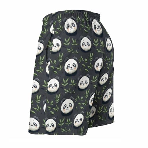 Hawaiian Shorts for Men - Comfy Cute Panda Leaves Print Mens Swim Trunks Bathing Suits with Mesh Lining4