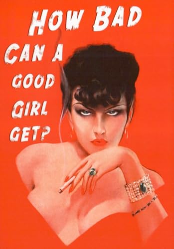 Tushita Geburtstagskarte - Witzige Retro Pin-Up Frau Postkarte mit Provokativem Spruch auf Englisch, Roter Glamour Vintage Schmuck, Erotische Kunst Deko, Sammelbare Sexy Grußkarte als Geschenk