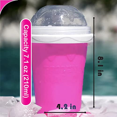 Slushie Maker Cup, Homemade Squeeze Icy Cup, Quick Frozen Magic Cup Slushy With Lids And Straws For Kids & Adults (Pink) Blue,Green And Pink 17Cmx8.3Cm #TOP6
