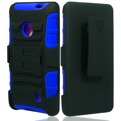 For T-Mobile Nokia Lumia 521 Windows Phone 8 Hybrid Case Blue Stand P Holster
