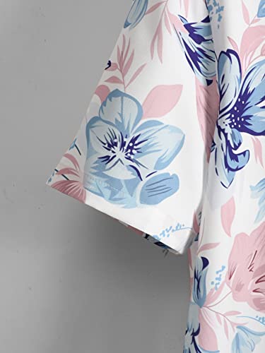 OYOANGLE Men's Tropical Print Button Down Short Sleeve Collared Hawaiian Vacation Shirt4