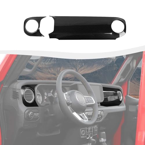 SQQP Center Console Dashboard Decorative Panel Trim Cover Kit Compatible with 2024-2026+ Jeep Wrangler JL JLU & Jeep Gladiator JT(Carbon Fiber)