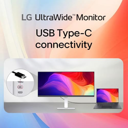 Image of LG 34 Inch UltraWide Monitor, 21:9 WFHD (2560 x 1080) IPS Display, 100Hz, VESA DisplayHDR 400, FreeSync, Flicker Safe, USB Type-C, HDMI, DisplayPort, Speakers, VESA Mount, Home Office Computer,Black