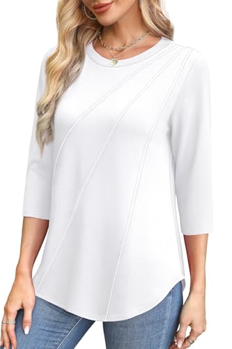 OFEEFAN Women's Pleated Tops 3/4 Sleeve - 40% Off - Image 3