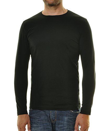 Preisvergleich Produktbild RAGMAN Herren Langarm Shirt mit rundhals Bodyfit Schwarz-009 L