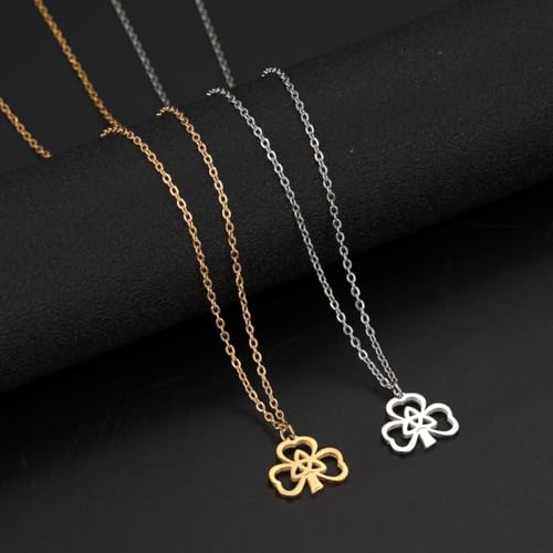 Collier trèfle argent sterling 925 nœud de la trinité perles vertes