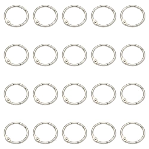 Buchringe?20 Stück Ringbinder, 20mm Metall Ringe Lose Blatt Buch Ringe Ringbuch Ringe ?für Scrapbook, Album, Memo-Ablage, Handwerk, Schlüsselringe (Silber)