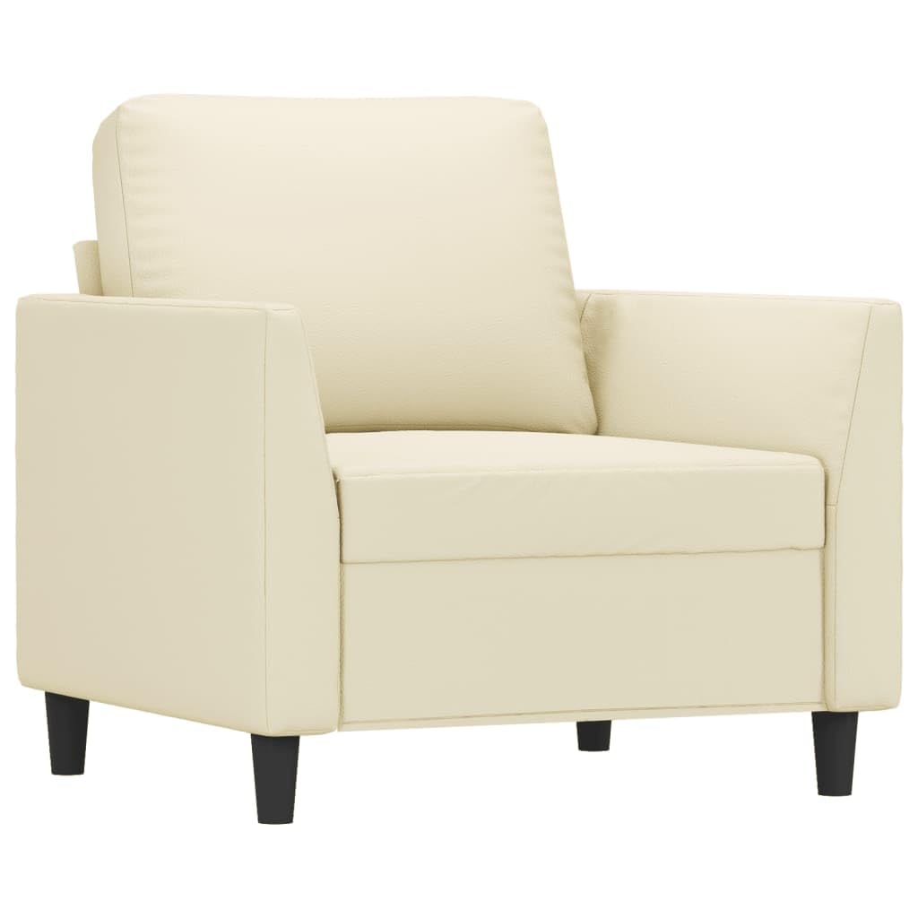 Sillón de piel sintética color crema, 80 x 77 x 80 cm, pequeño sofá con estructura de metal, diseño moderno, resistente y cómodo, para salón, dormitorio, oficina