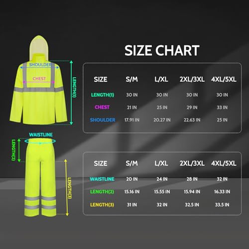 Image of TCCFCCT Rain Suits for Men Waterproof Class 3 Reflective Rain Jacket and Pants, Lightweight Rain Coat for Men with Hood, High Visibility Rain Gear for Safety Work, Durable, 2XL-3XL Yellow WP