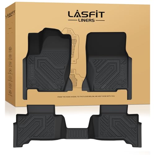 Image of LASFIT Floor Mats for Toyota Land Cruiser 2024-2026 2027 / for Lexus GX550 5-Seat with Cool Box 2024-2026, All-Weather Protection TPE 1st & 2nd Row Car Liners for Toyota Accsessories, Black