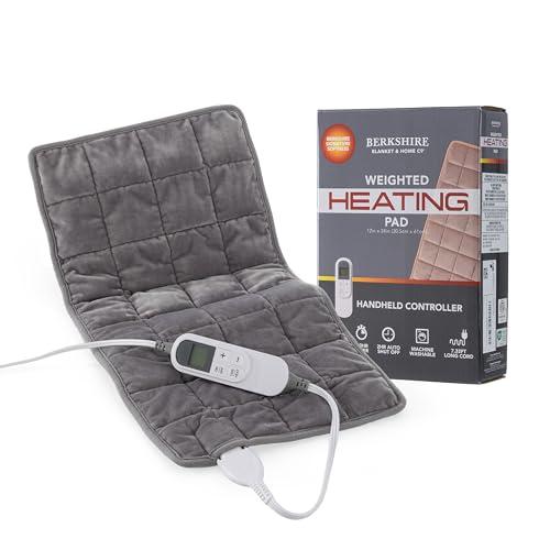 Image of Berkshire Blanket Weighted Heating Pad - 12 inchx24 inch Electric Heat Wrap with 10 Heat Settings & Auto Shut Off - Soothing Heat Wrap for Back, Neck, Shoulders, Legs, Abdomen - Machine Washable & Portable