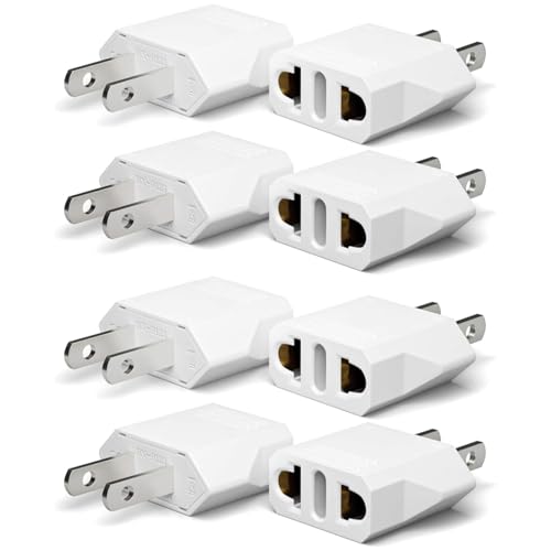 Oliveria 8 pcs adaptadores de Viaje de la UE a EE. UU. Adaptador de Viaje de Alemania Enchufe de la UE a EE. UU. Alemania/Europa Enchufe América/Canadá/México convertidor para con EE. UU. Blanco
