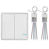 TSSS 2-Wege Funk Wandschalter Wireless Licht Schalter mit Mini Empfänger - Fernbedienung Beleuchtung Lampen - Schnell erstellen Ein Aus Verdrahtung Schalter-Panel - Outdoor 600m Innenaufnahme 40m
