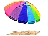 Party With Pride Giant 8' Rainbow Beach Umbrella / With UV Protection / Includes Durable Carry Bag / For Sun and Outdoor / Windproof (Rainbow)