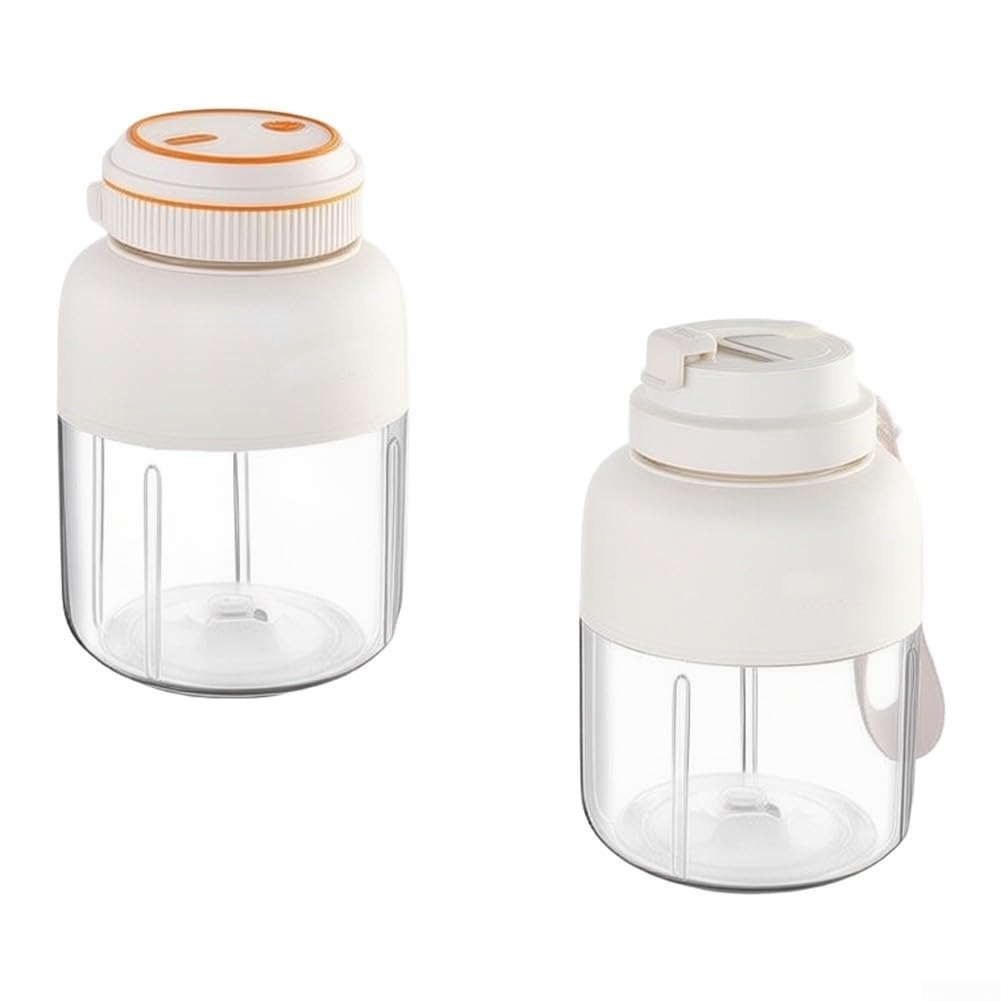 Frullatore Portatile 1300ml USB Ricaricabile per Frullati e Succhi - Mixer Elettrico 80W da Viaggio Sport Ufficio(White TWO Cup)