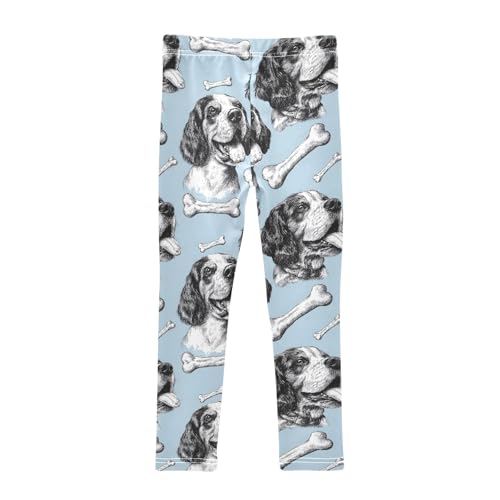 Girls' Athletic Leggings Ankle Length Yoga Dance Pants Kids Teen 4T Lines Dog Bone2