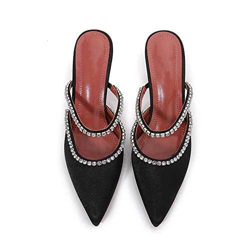 Arqa Heeled Mules for Women Rhinestone Strappy Sandals Slingback Pointed Toe Stiletto Wedding Pumps2