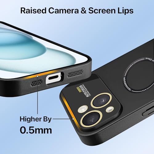 Image of Vaku Luxos Premium Silicon Polarized Back Cover for iPhone 15 Texture Full Lens Protection Silicon Case Scratch Resistant Slim Thin Military-Grade Protection - Black