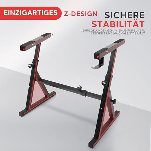 Pyle Keyboard Ständer höhenverstellbar und klappbar – Z-Design Piano Ständer für E Piano und Digital Piano mit 54–88 Tasten