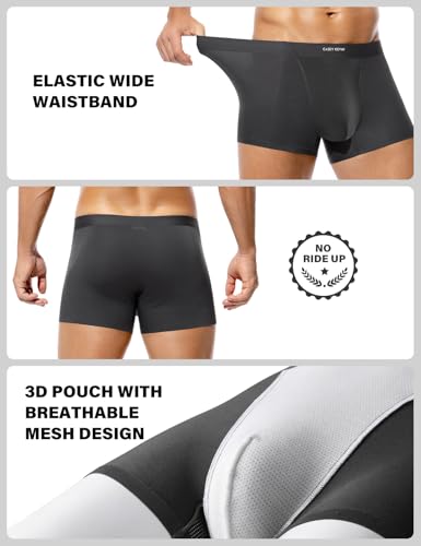Casey Kevin Mens Boxer Briefs,Sexy Silk Mesh Underwear,Soft Breathable Moisture-Wicking Trunks with Pouch 3 Pack2