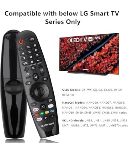 Image of KPDP Voice Magic Remote AKB75855501 For LG Smart TV Magic Remote Replacement AN-MR20GA MR19BA MR18BA MR650A, With Pointer Function /Hotkeys Such As Netflix /P-Video /Movie, Black