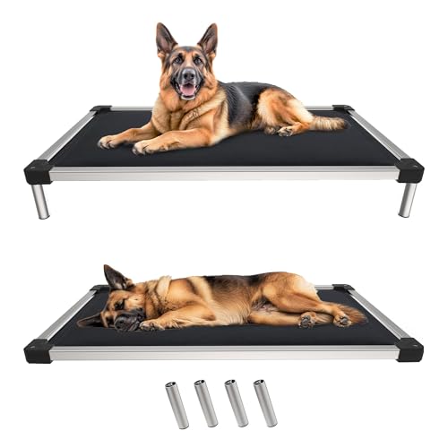 FXW-TitanNest-Chew-Proof-Elevated-Dog-Bed-Raised-Cot-for-IndoorOutdoorCamping-Use-Durable-Washable-Padded-Pet-Bed-for-Large-Dogs-470-L-x-290-W-x-73-H-Black FXW TitanNest Chew-Proof Elevated Dog Bed, Raised Cot for Indoor/Outdoor/Camping Use, Durable & Washable Padded Pet Bed for Large Dogs, 47.0" L x 29.0" W x 7.3" H, Black - Image 1