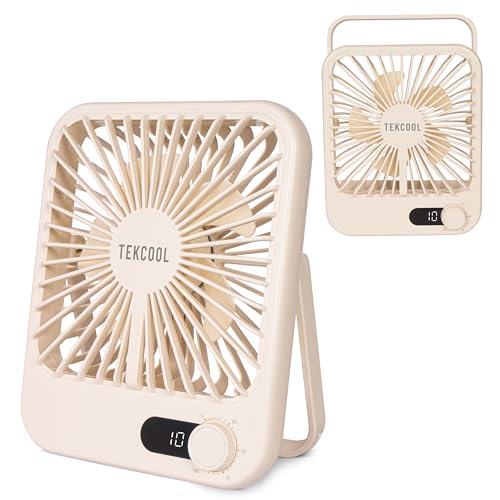 Image of TEKCOOL Slim Portable Desk Fan, 0-100 Speeds Adjustable Mini Fan, Rechargable Fan with Fragrance Function, Long Battery-Life Personal Fan for Home Outdoor, an Aromatherapy Tablet Included(White)