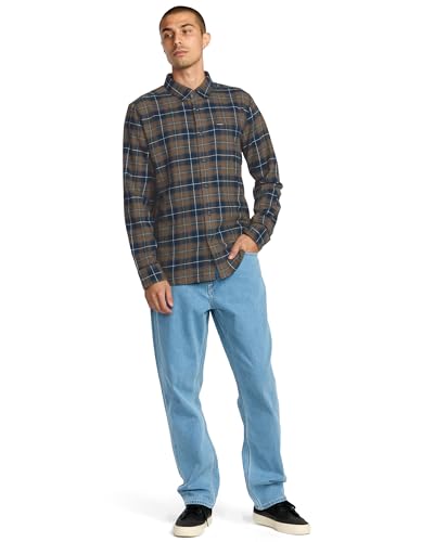 Image of Volcom Men's Caden Plaid Long Sleeve Flannel Shirt - Button-Front, Soft Brushed Cotton
