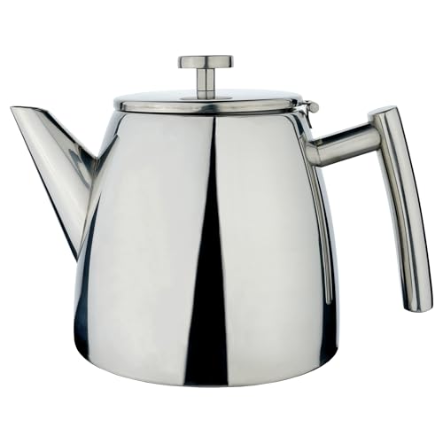Grunwerg Cafe Stal Double wall teapot, Mirror Finish, 1200ml / 1.2L