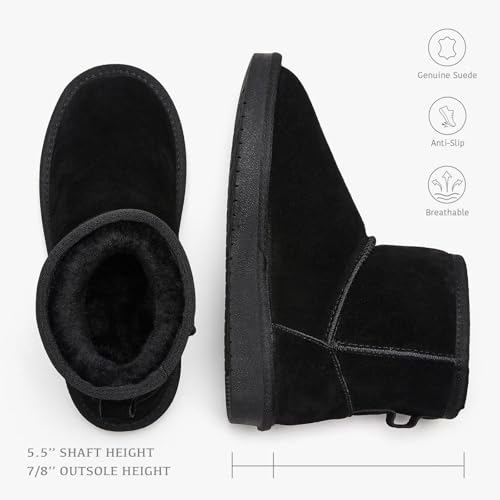 BlackTwig Women Winter Snow Boots Suede Mini Boots with Fur Lined Slip On Anti-Slip Comfort Ankle Boots for Women3