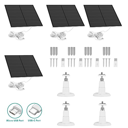 Image of 4-Pack Solar Panel Camera Charger Fit for eufyCam, eufyCam E eufyCam 2 eufyCam 2 Pro, eufyCam 2C, eufyCam 2C Pro, SoloCam (E20 /E40 /L20 /L40 /S40), or 4G LTE Starlight Camera Micro USB Type-C 10FT Cable